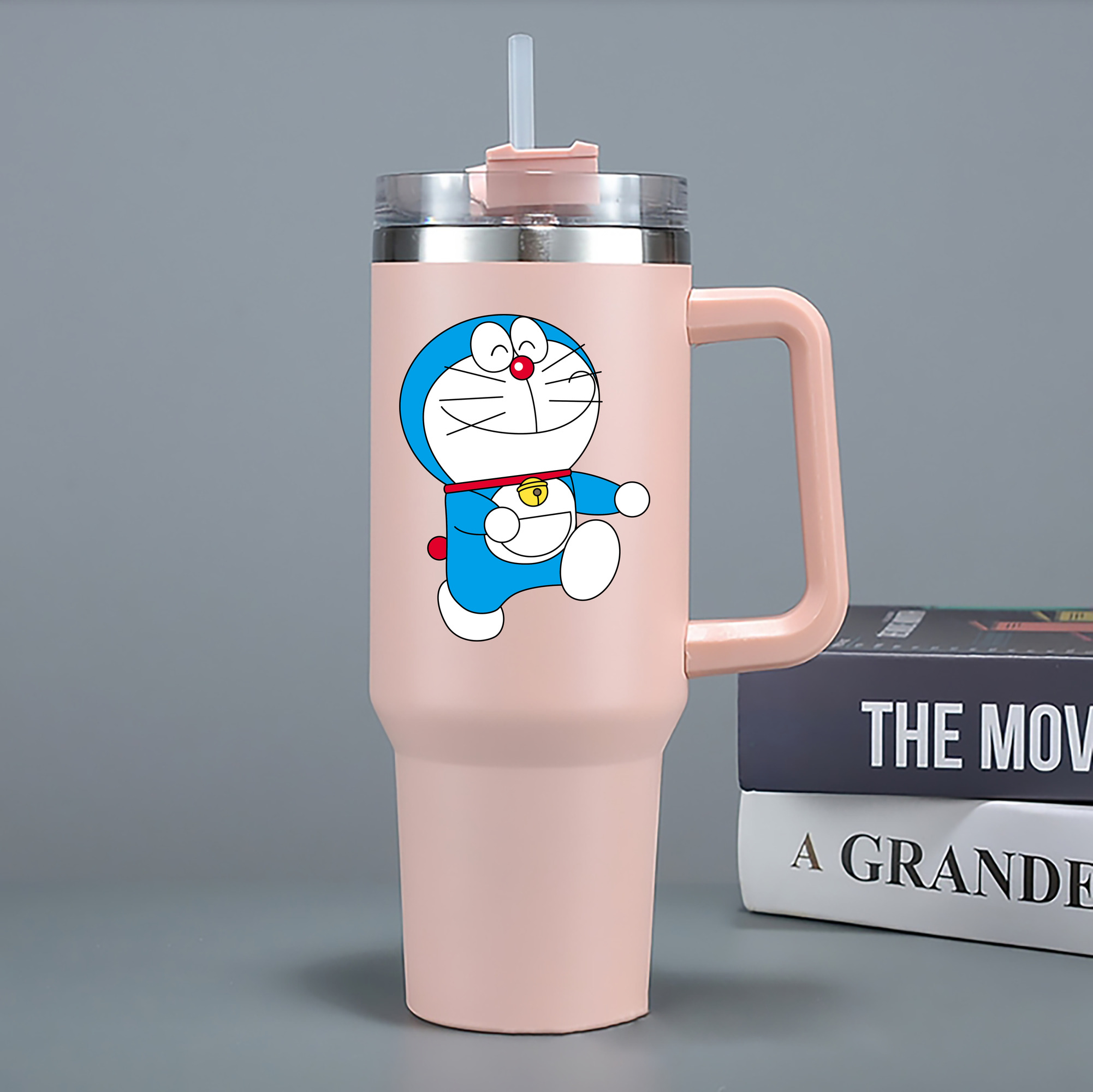 （画像用） ドラえもん Doraemon 1200mL車用タンブラー - クリスタルステッカー（プラスチックストロー付き）